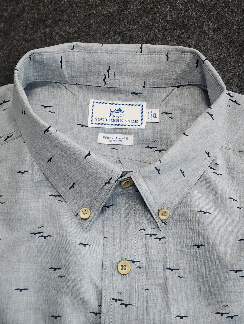 Southern Tide Performance Button-Down Shirt - Light Blue Seagull Print